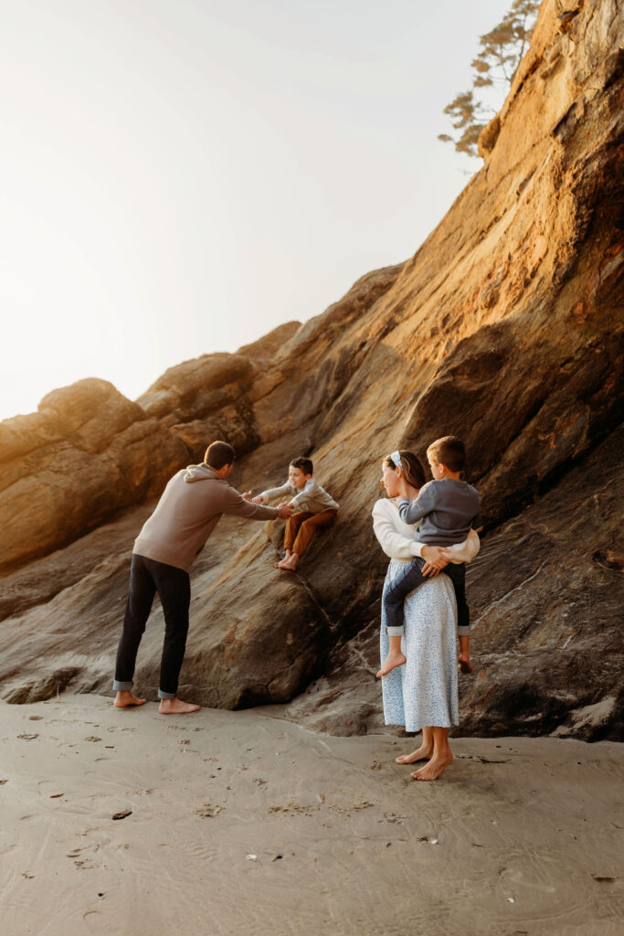 Emotional candid of mother and child near Cannon Beach - family photographer Oregon Coast