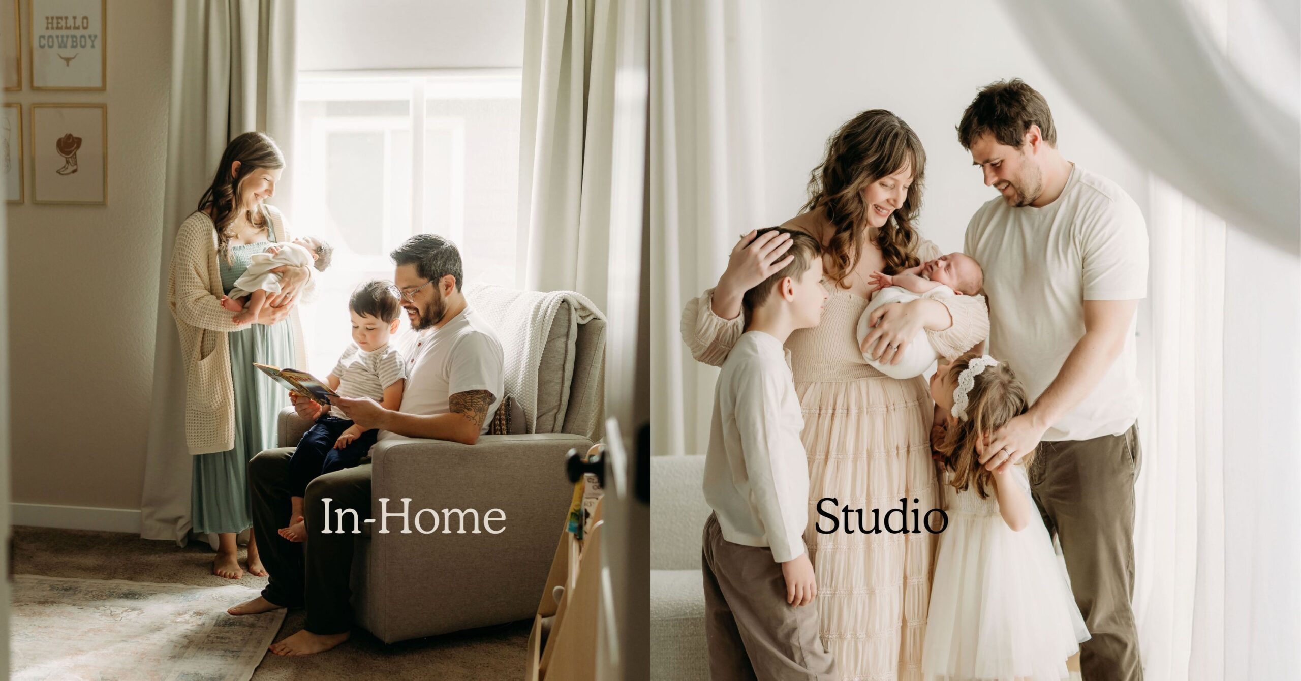 comparison of in-home and studio newborn photography sessions in Vancouver, Washington