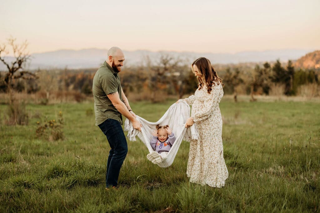 Camas Wa playful maternity session with a toddler