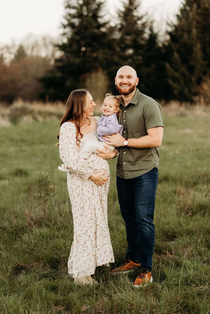 Portland Oregon playful maternity session with a toddler